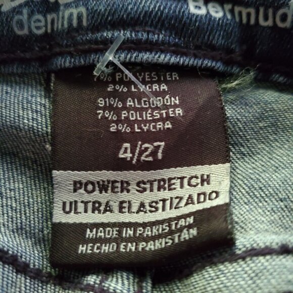 MOSSIMO Dark Wash Mid Rise Bermuda Power Stretch Denim Jean Shorts Size 4 / 27 - Picture 7 of 8